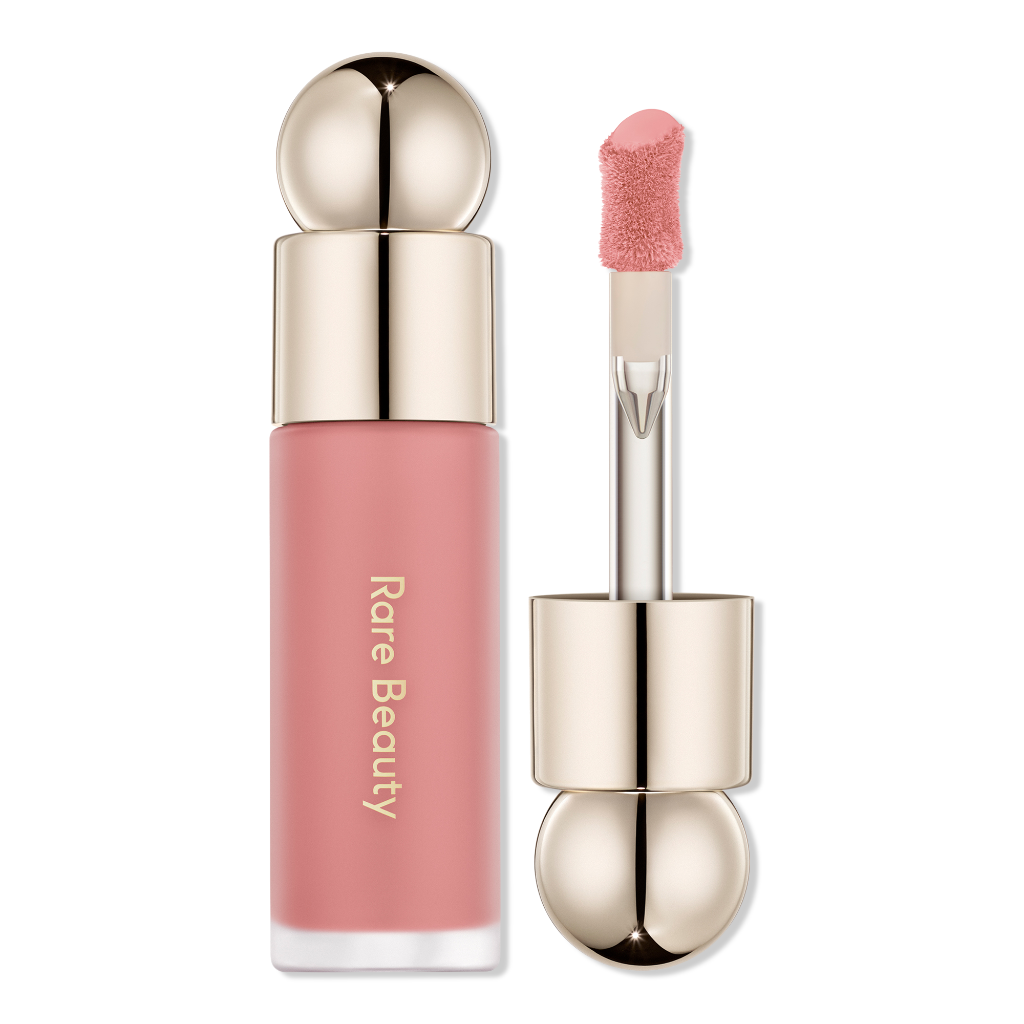 A liquid blush bottle and applicator photographed clearly on white.