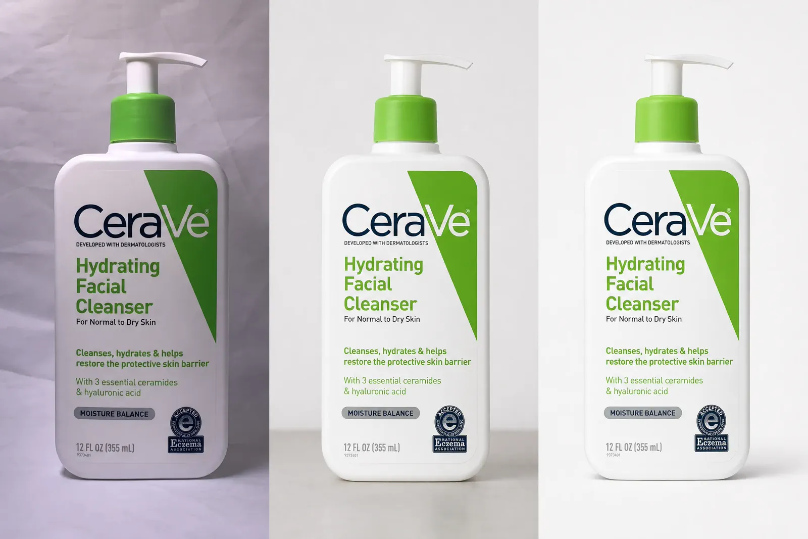 A CeraVe product-photo failure compared with the result after one targeted equipment change.
